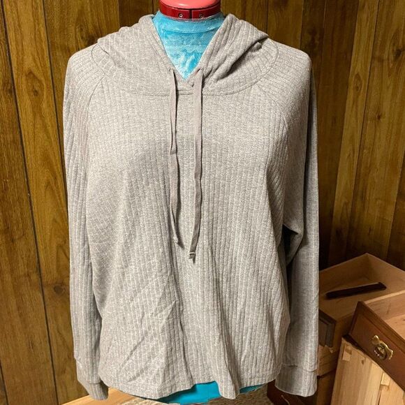Athletic Works Hooded Long Sleeve Ribbed Womens Top Size XL (16-18) - Picture 1 of 4